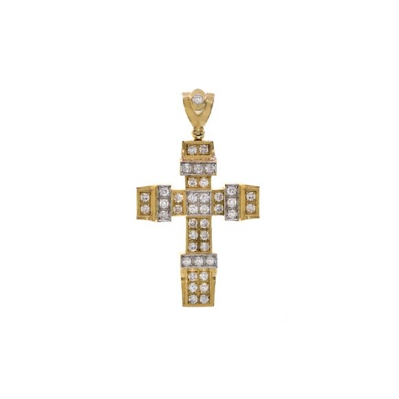 15.00 Carat Cubic Zirconia Cross Gold Pendant - Picture 4 of 5